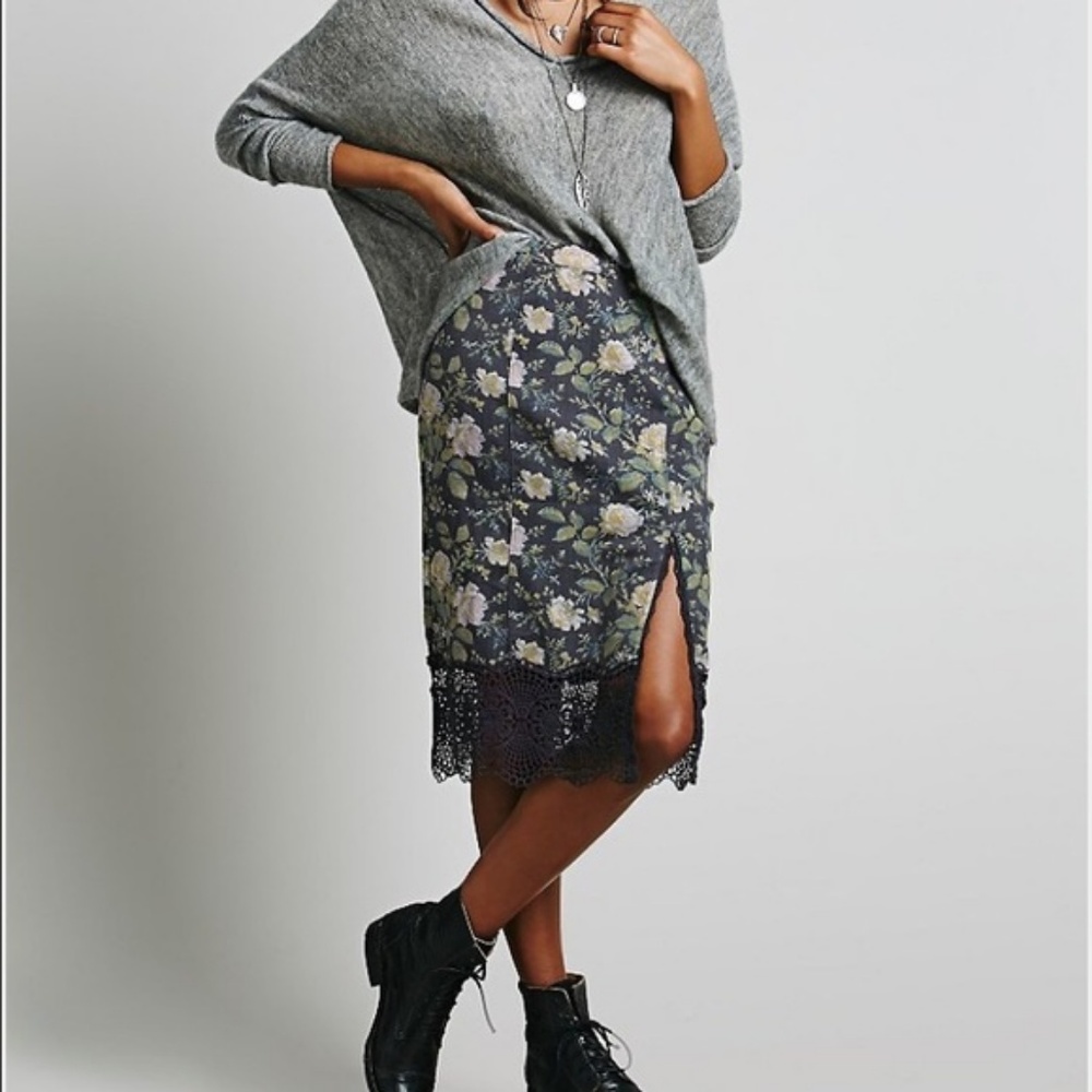 Free People Storyteller Floral Pencil Skirt
